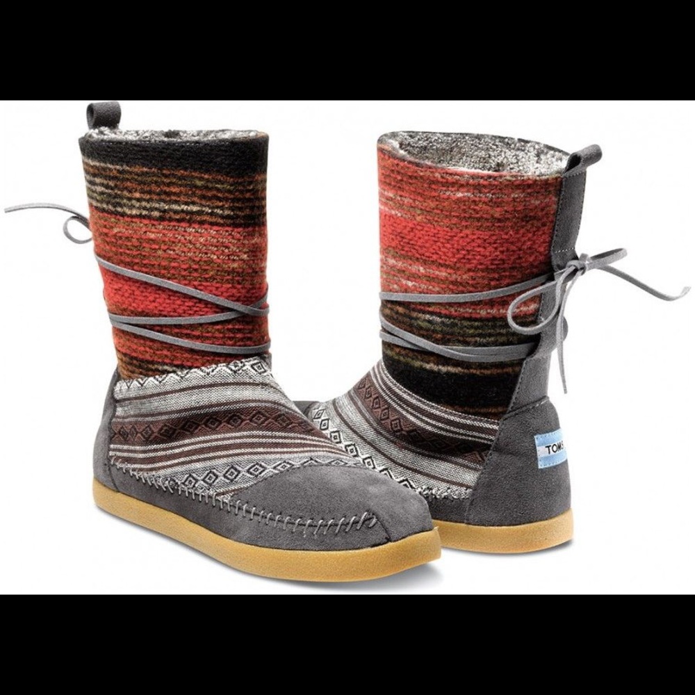 TOMS Grey Nepal Woven Boots